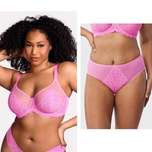 NWT Mermaid Scales Lace Unlined Bra and High Rise Briefs 38DD/XL